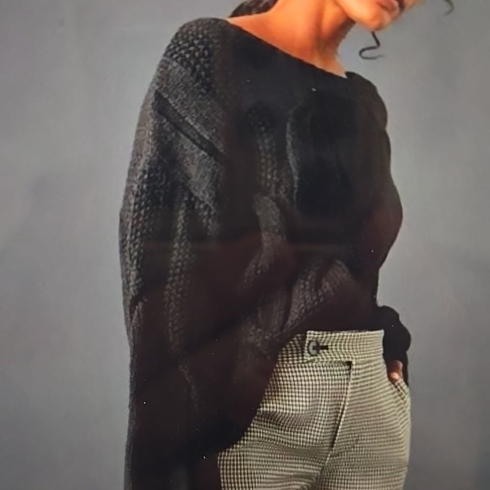 Maeve Anthropologie Black Oversized Cable Knit Sweater